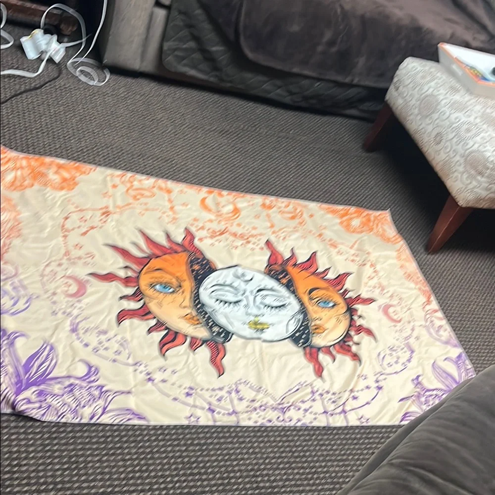 Sun and Moon Tapestry - Orange, Purple, Cream